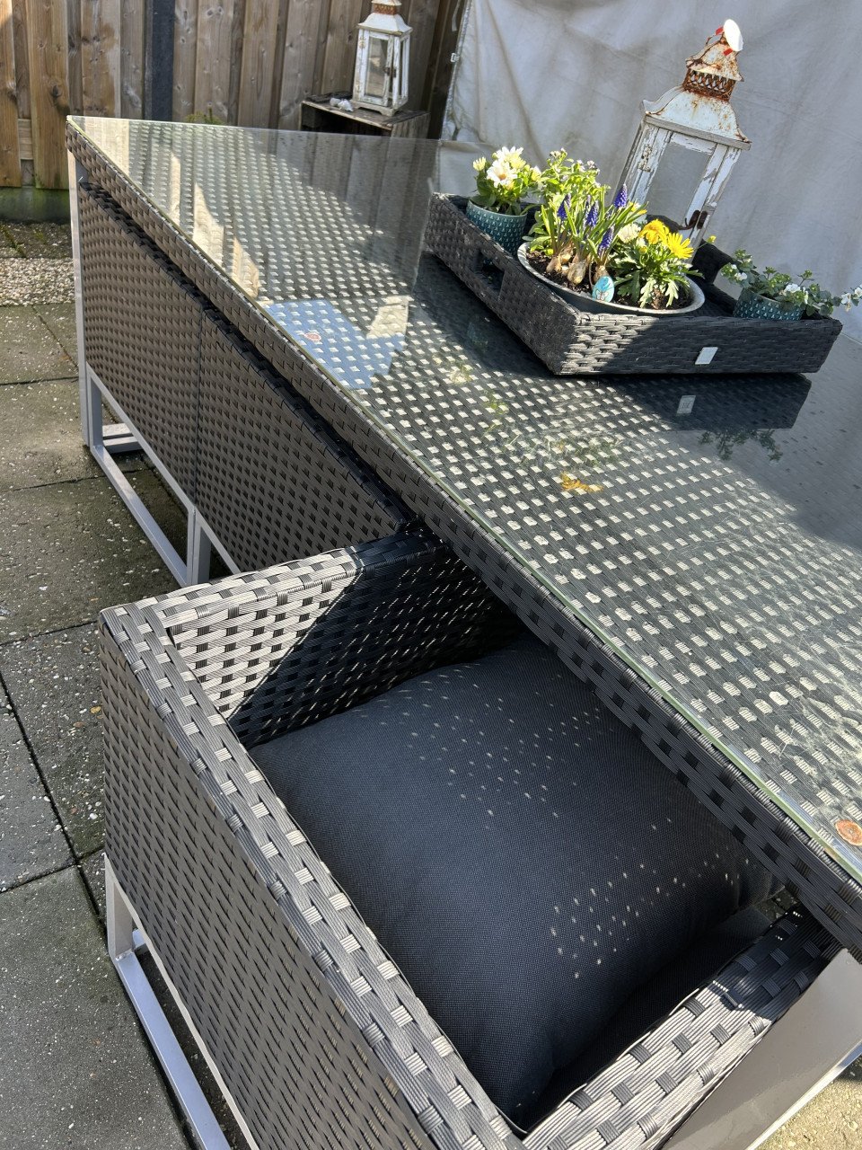 Wicker tuinset voor 6 personen