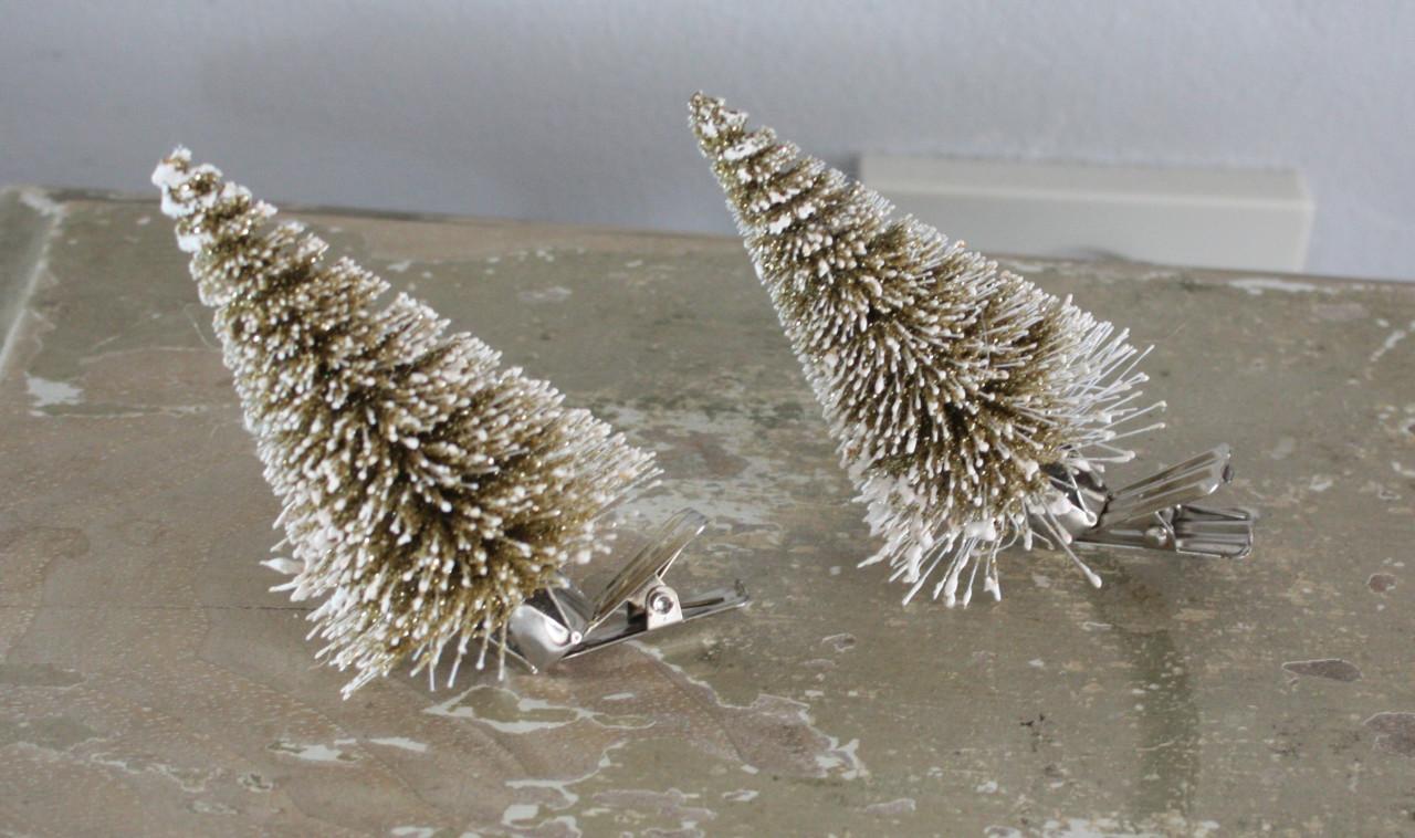 Set van 2 goudkleurige glitter kerstknijpers kerstboom