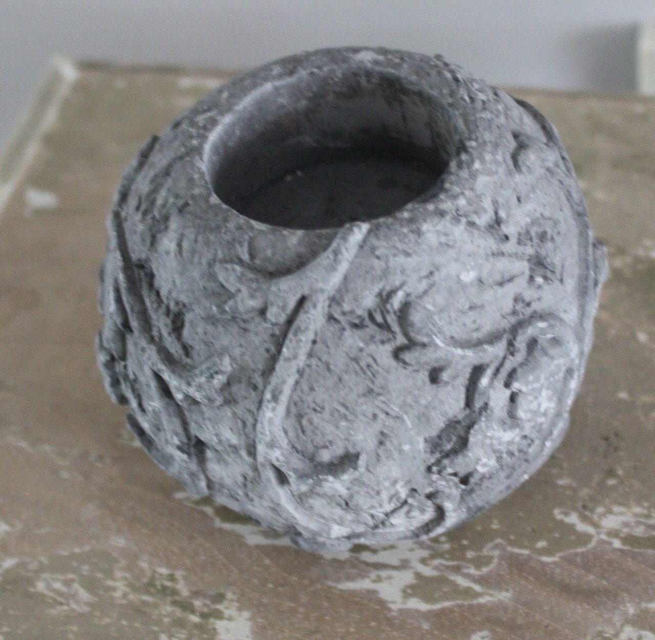 Grijs theelicht beton en barok print