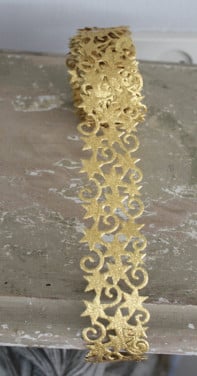 Goud kerstlint et sterren en barok print