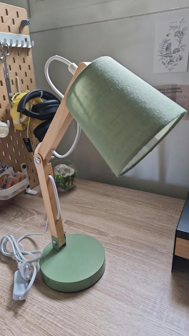 Lichtgroene bureaulamp Olaf (klein en compact) Leenbakker