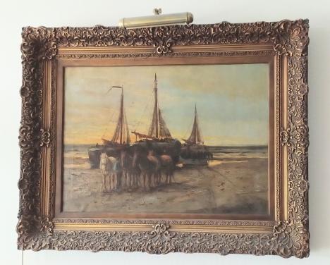 Schilderij Bomschuiten op het strand