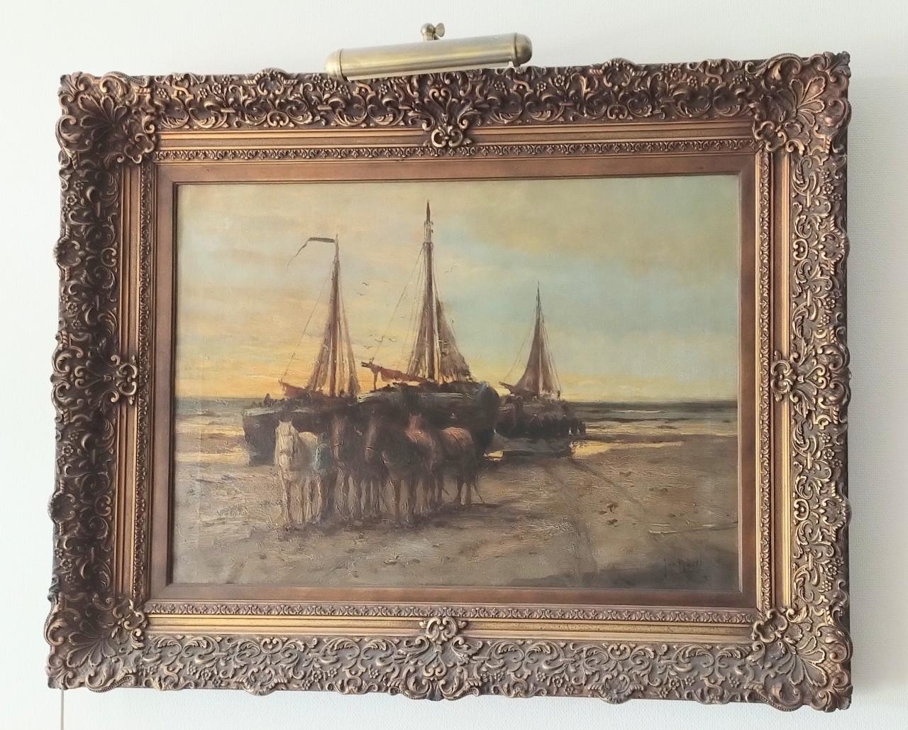 Schilderij Bomschuiten op het strand