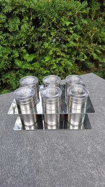 👨‍🍳 Kruidenrek RVS met zes zilverkleurige kruidenpotjes