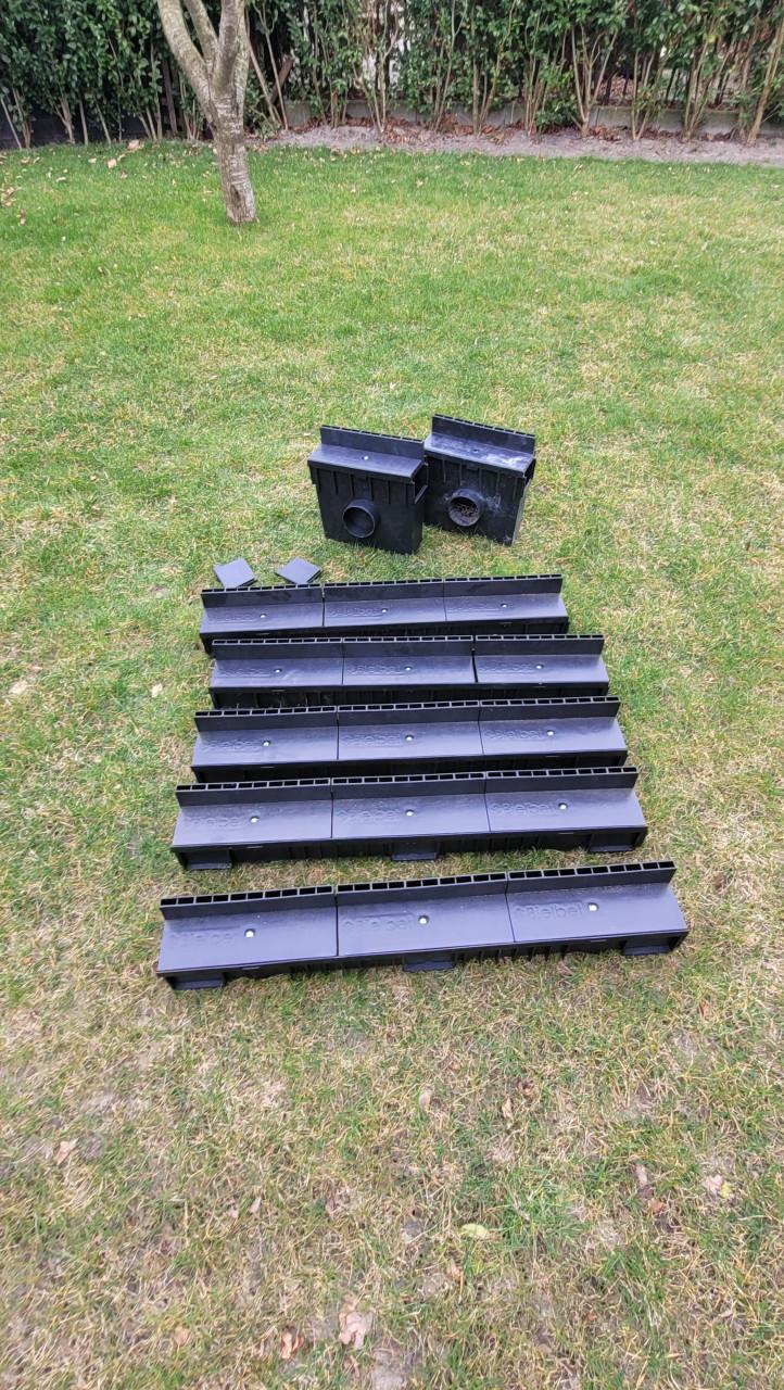 Bielbet afvoergoot / draingoot / sleufgoot 5x1m + 2x stortbak
