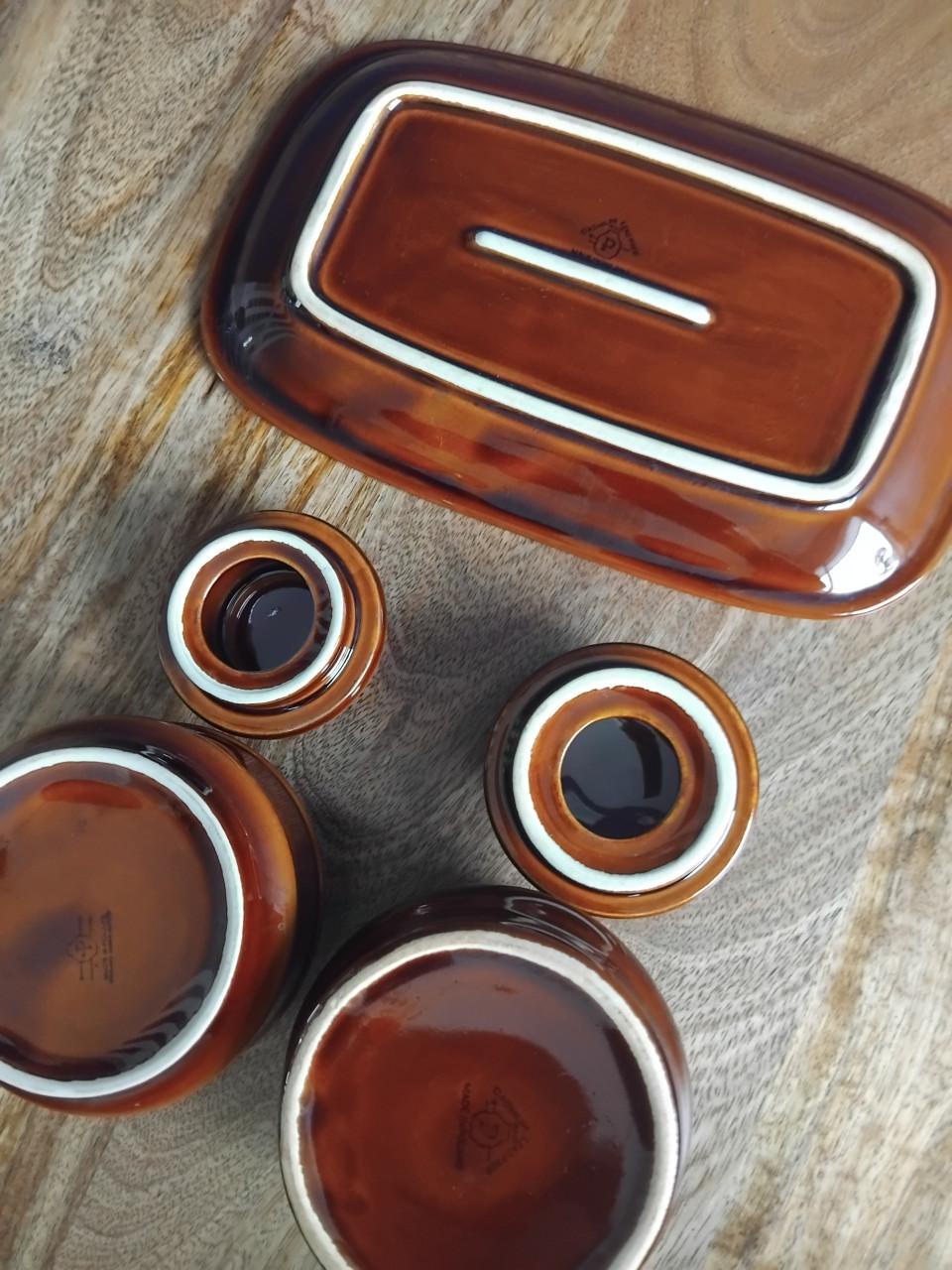 Vintage Pruszków Porselein Bruinservies