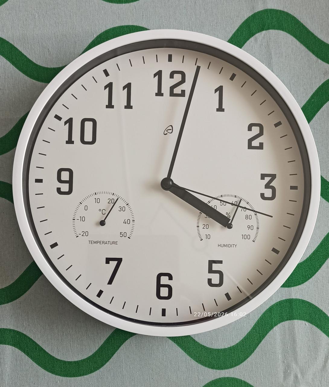 Wandklok 24,5 cm - zgan - met thermo en hygro