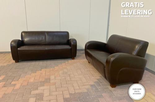 GRATIS LEVERING HEEL NL Bruin Echt Leer Bankstel 3+2,5 Zits