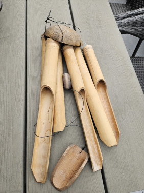 Mooie grote Bamboe windgong met 6 buizen, tuin, terras en woondecoratie