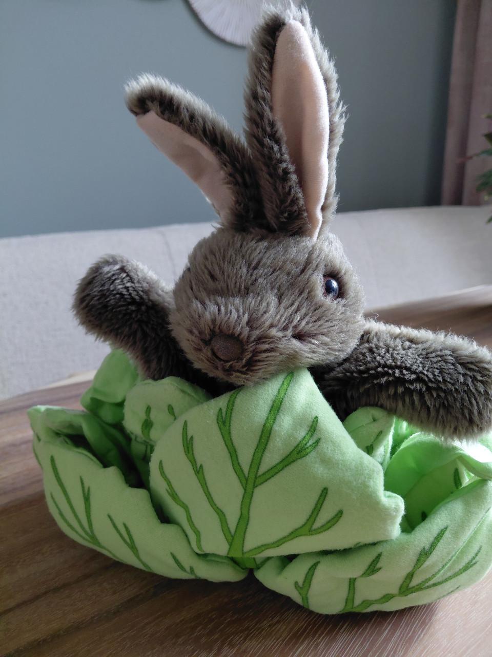 Handpop / knuffel haas met kleine beestjes