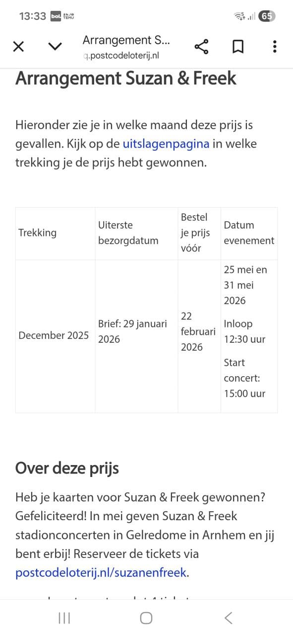 Concertkaarten Susan & freek