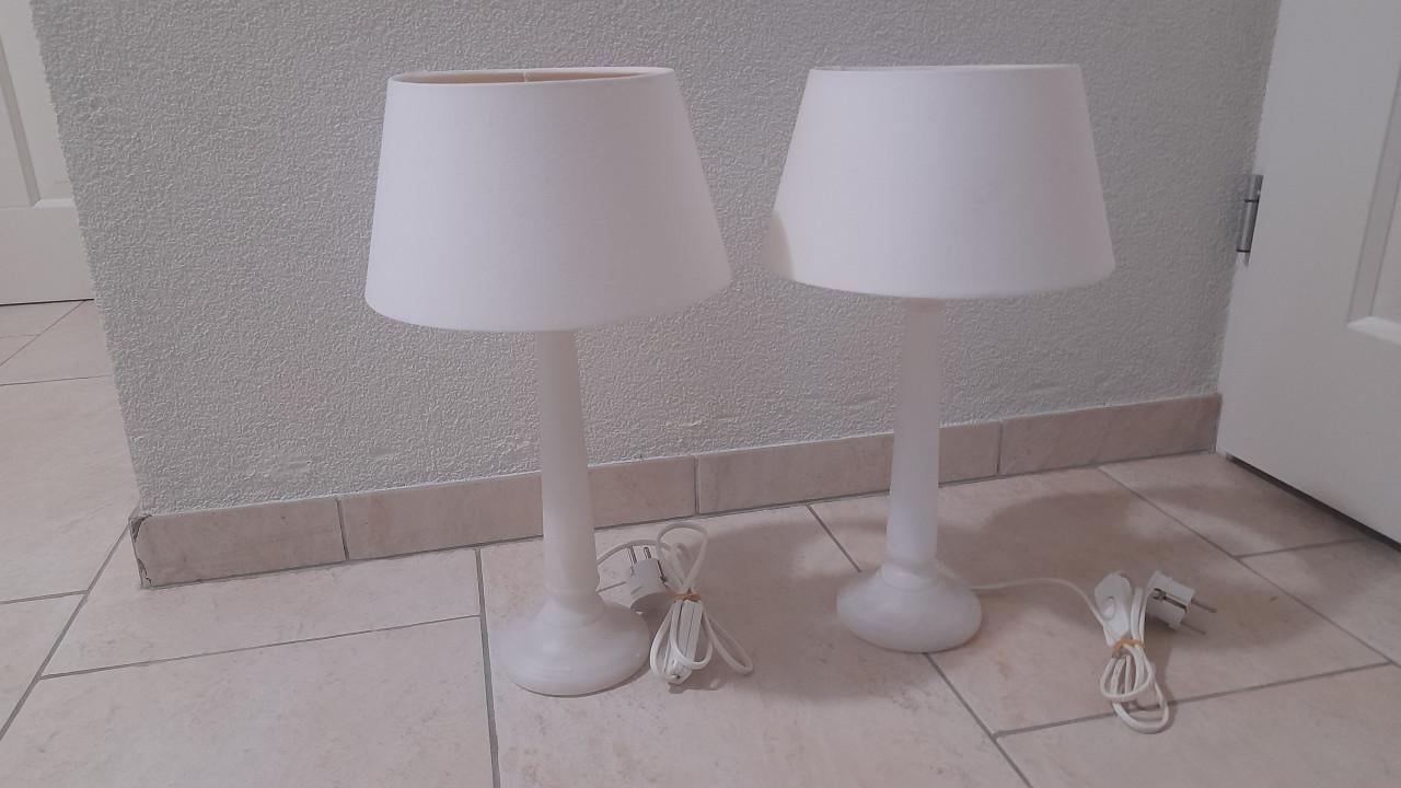 2 x tafellamp met marmeren voet  (z.g.a.n.)