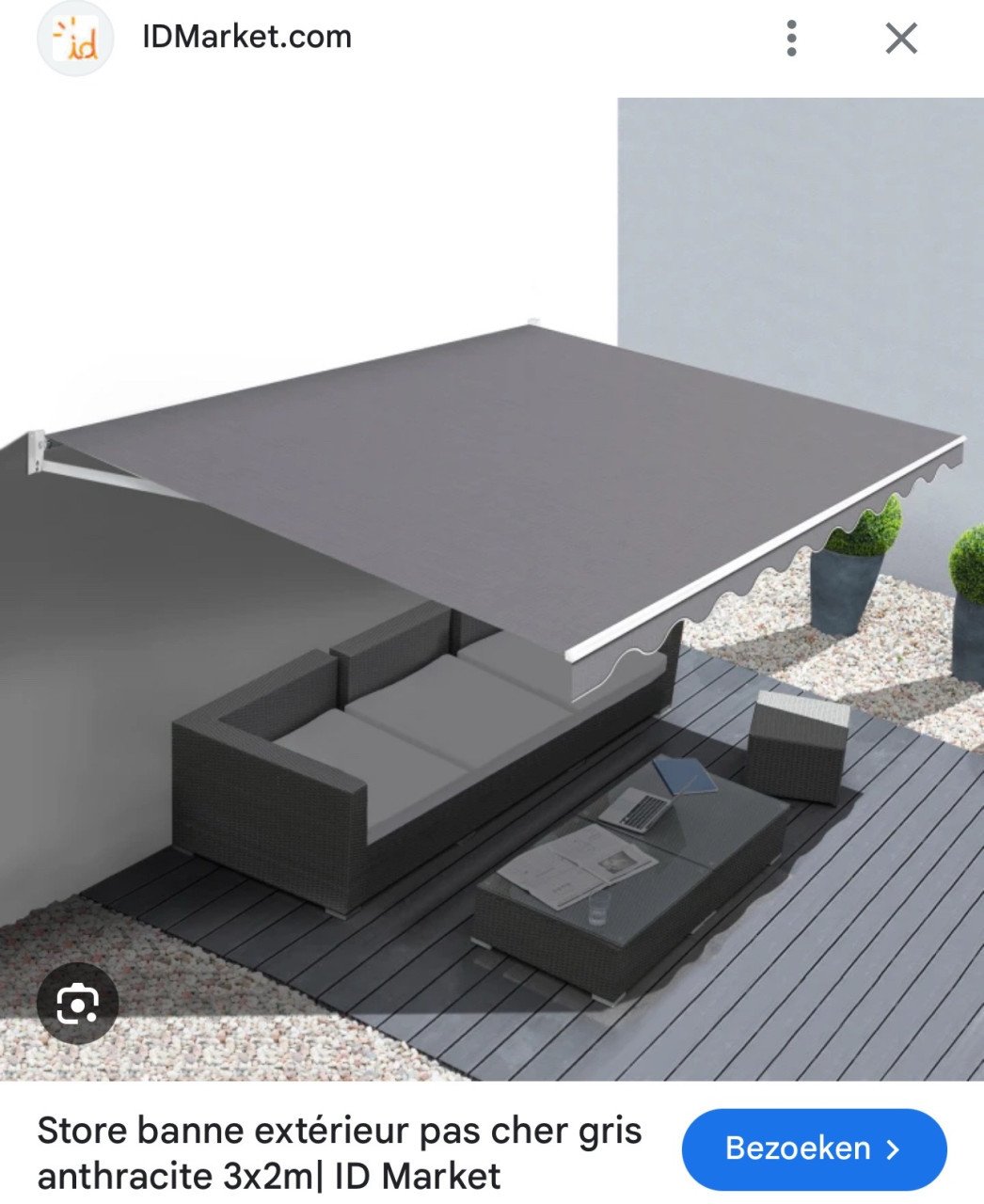 Zonnescherm grijs nieuw 3 x 2 meter