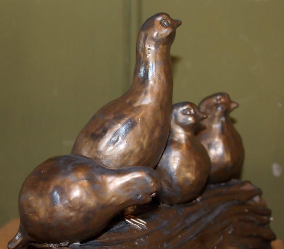 Keramieken beeld, 4 patrijzen