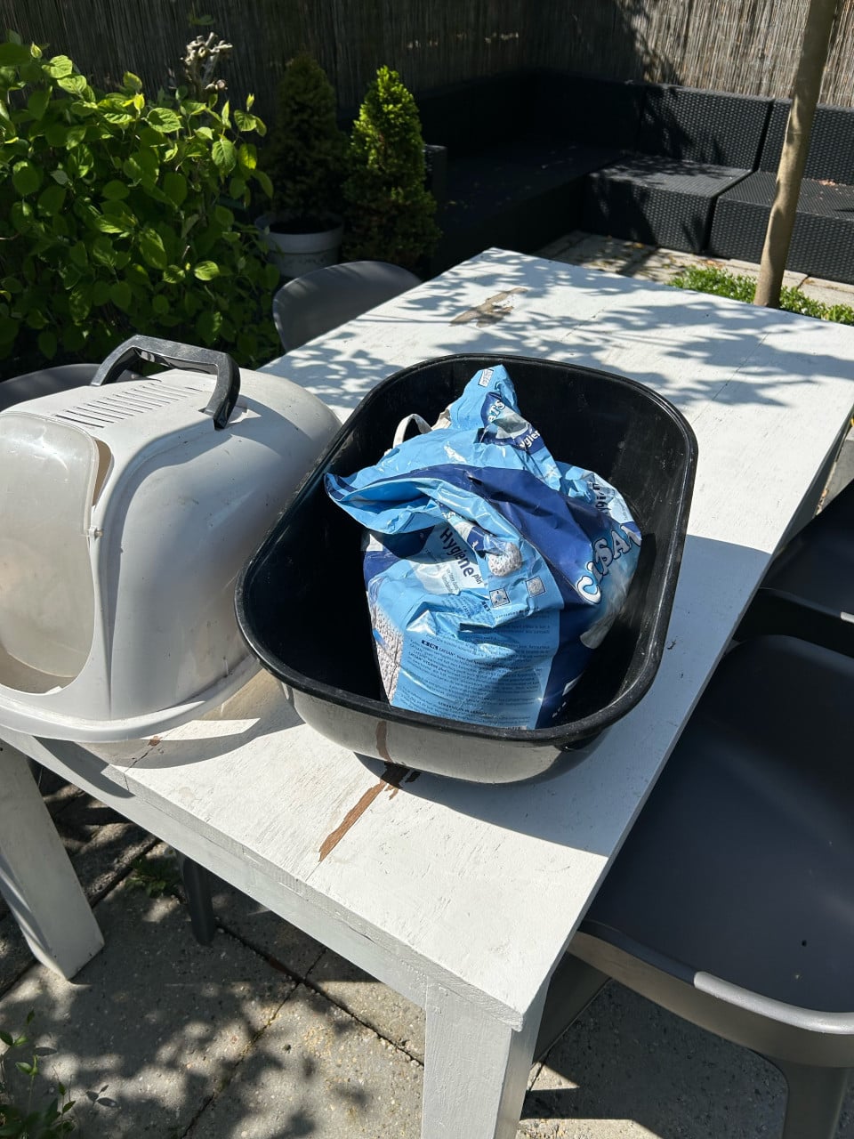 Kattenbak met zak kattenbak kortels