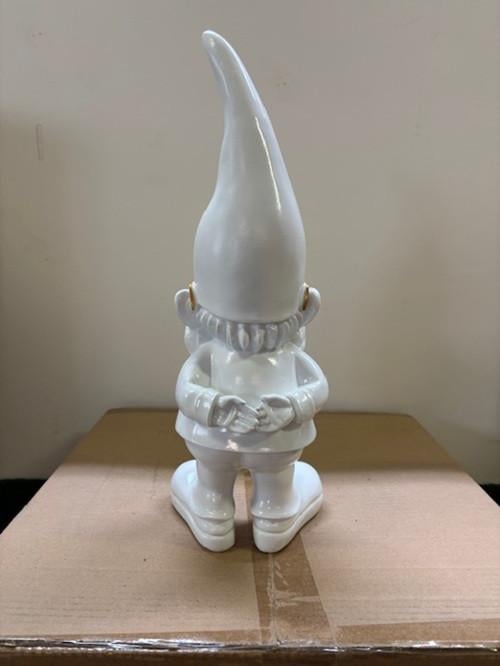 Witte Tuinkabouter met Gouden Zonnebril | 41 cm Tuinbeeld