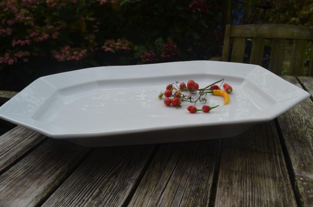 Enorme 8-kantige aardewerk schaal / schotel ipst