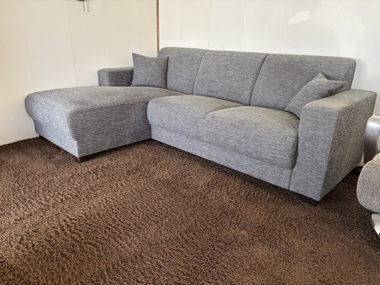 Moderne Hoekbank met Longchair - Grijs Stof
