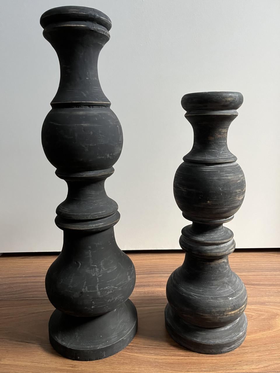 Houten kandelaars (set van 2)