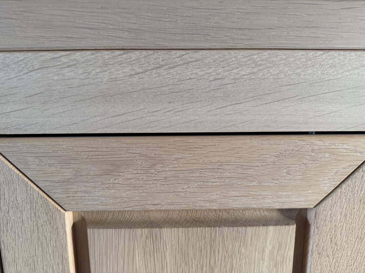 Massief blank/white eiken met grijze natuursteen meubelset