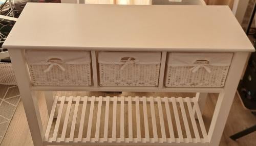 Haltafel met 3 manden en schoenenrek
