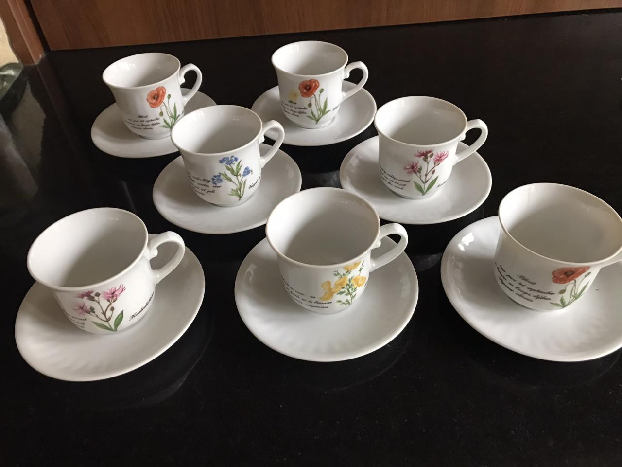 Kop en schotels bloemen Libelle