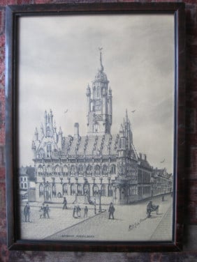 Lijstje Potlood Tekening Stadhuis Middelburg