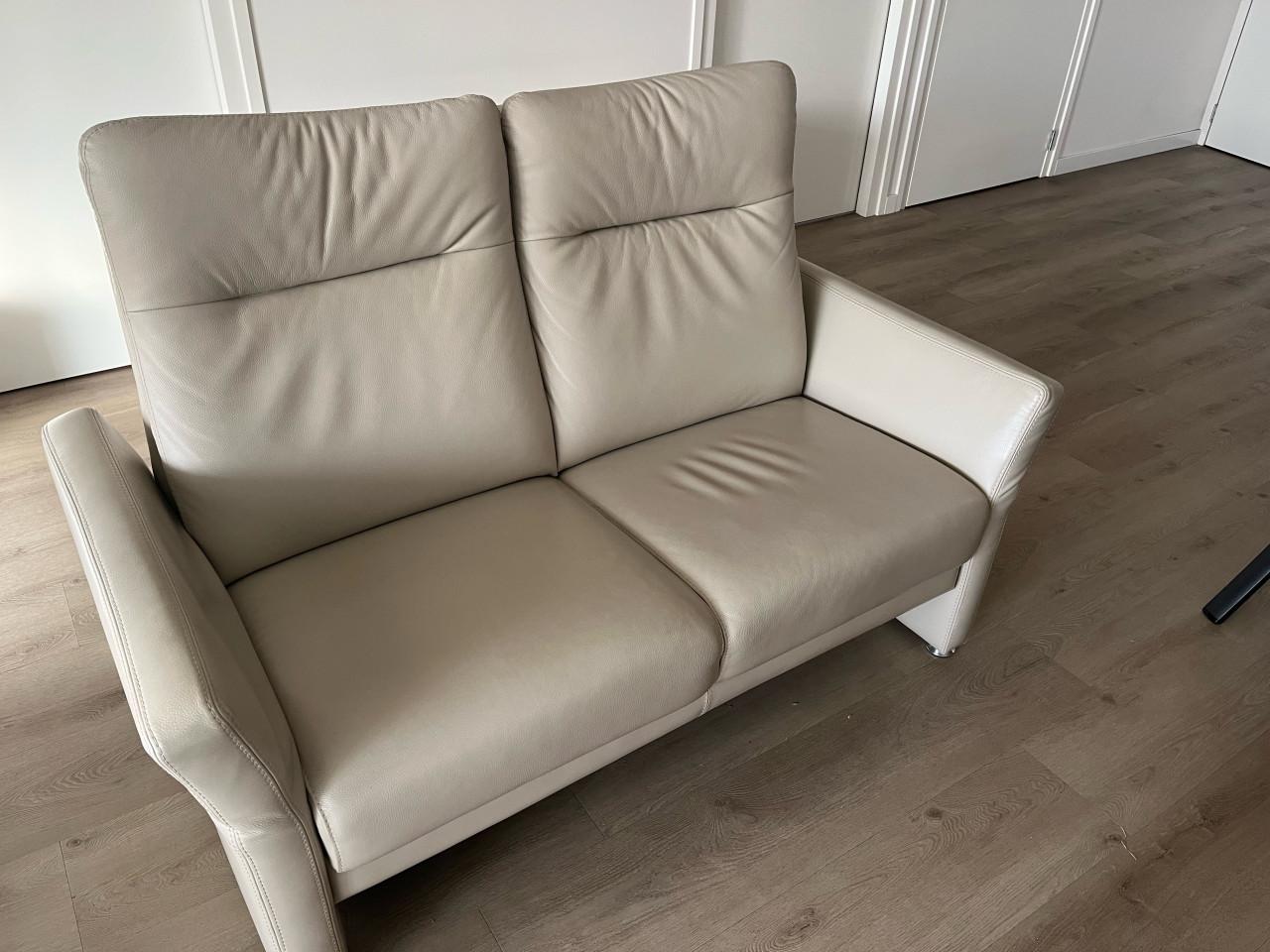 Wit lederen bank 150x80 cm