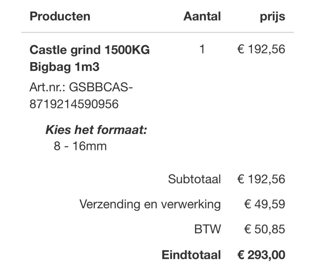 GRATIS OPHALEN. Castle grind 8-16mm / 1500kg 1M3