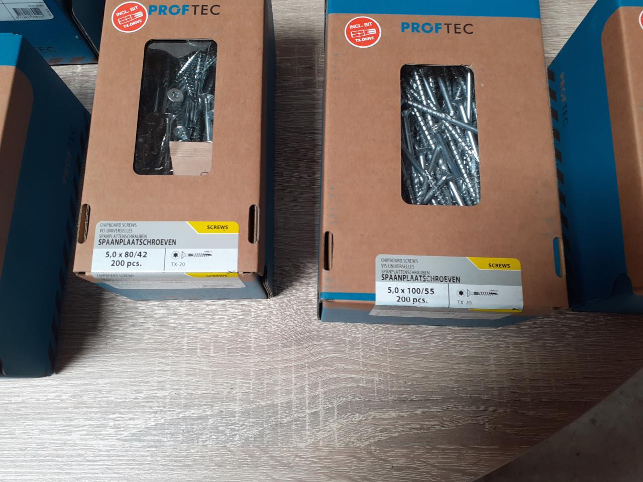 Proftec spaanplaatschroeven rvs en gegal 50 % korting