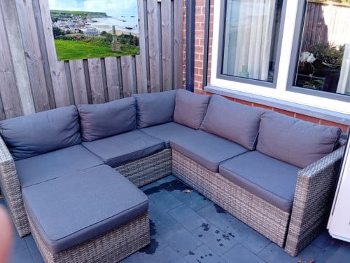 Loungeset antraciet met wicker