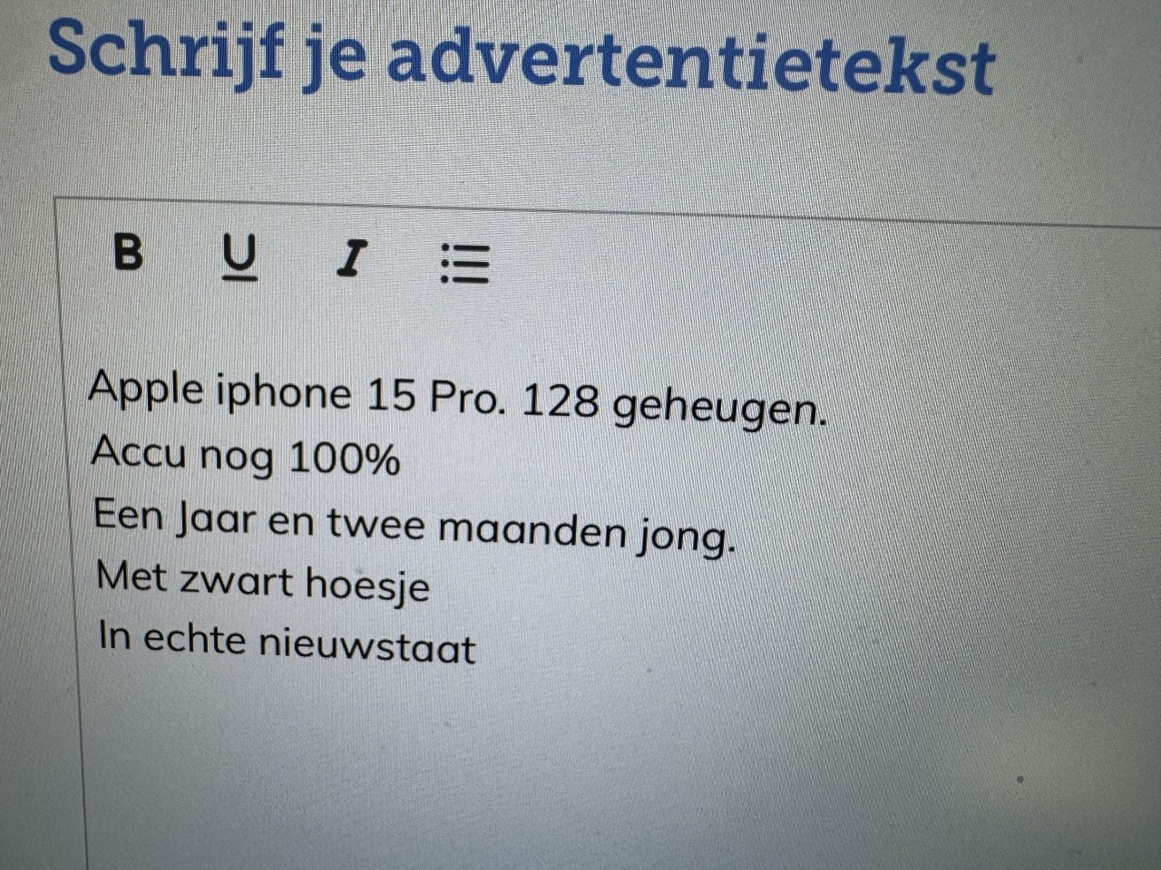 Iphone 15 Pro. Als nieuw