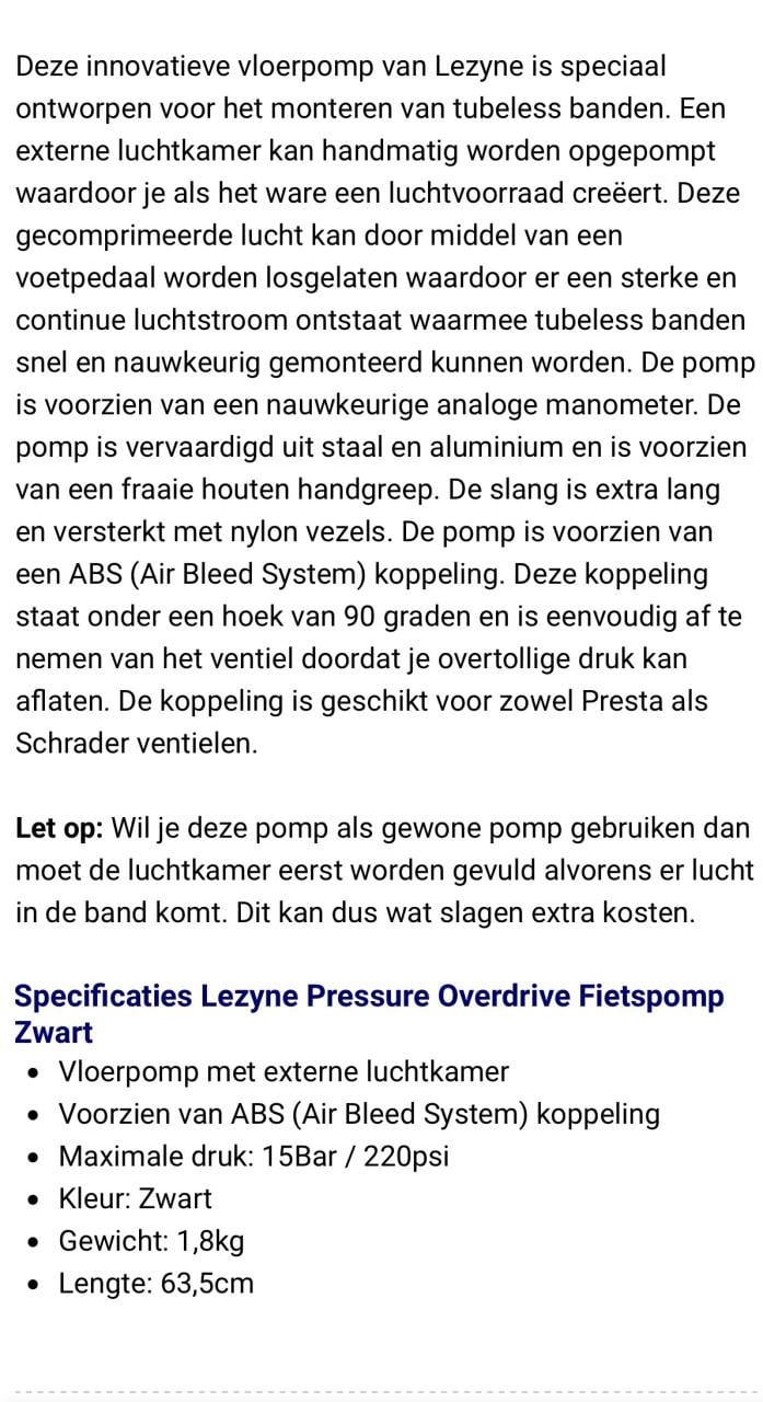 Z.g.a.n Lezyne Pressure Over Drive fietspomp