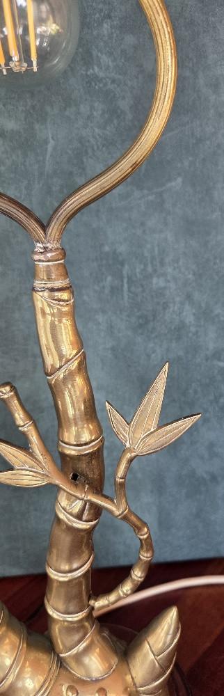 Vintage Messing Tafellamp -Bamboe stijl