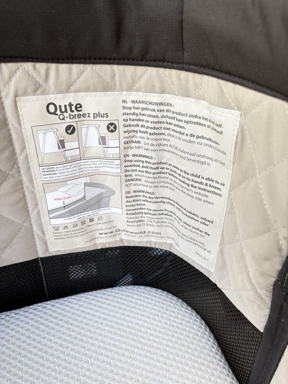 Co-Sleeper Qute Q-Breez Plus Woody Zwart