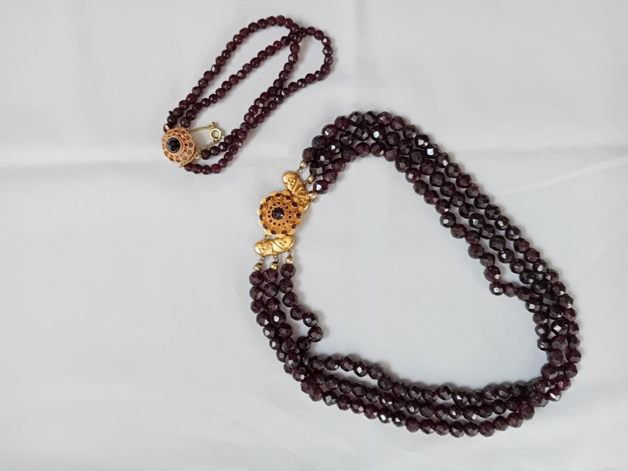 GRANATEN Hals/nek collier met armband 14 karaat gouden slot