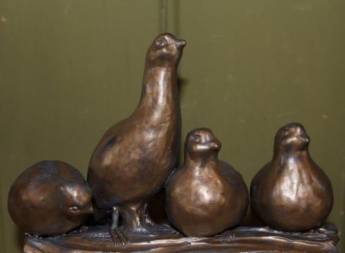 Keramieken beeld, 4 patrijzen