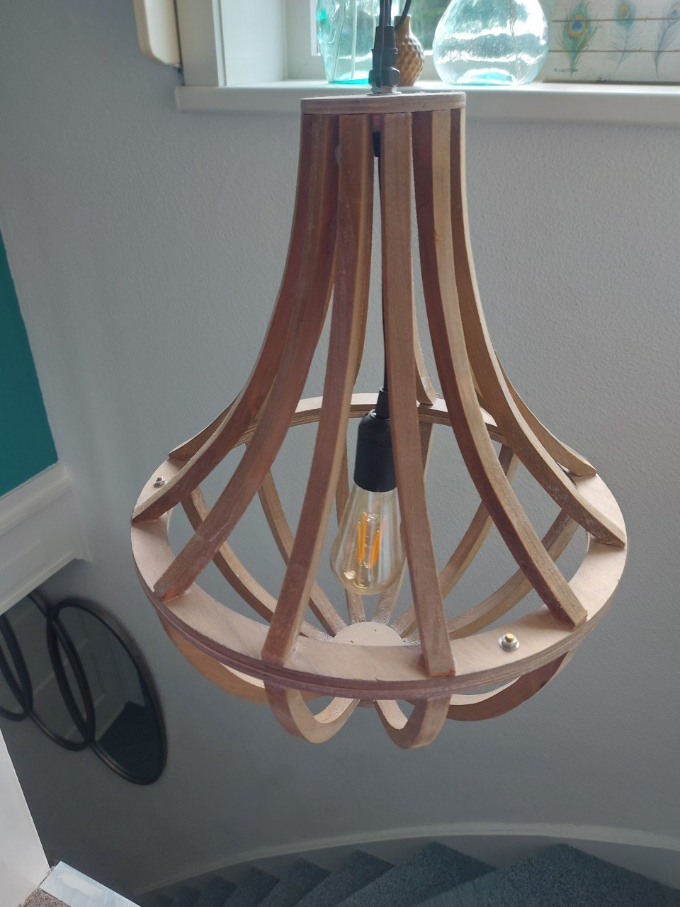 Mooie houten hanglamp