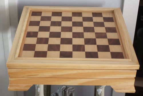 Houten doos met verschillende spellen