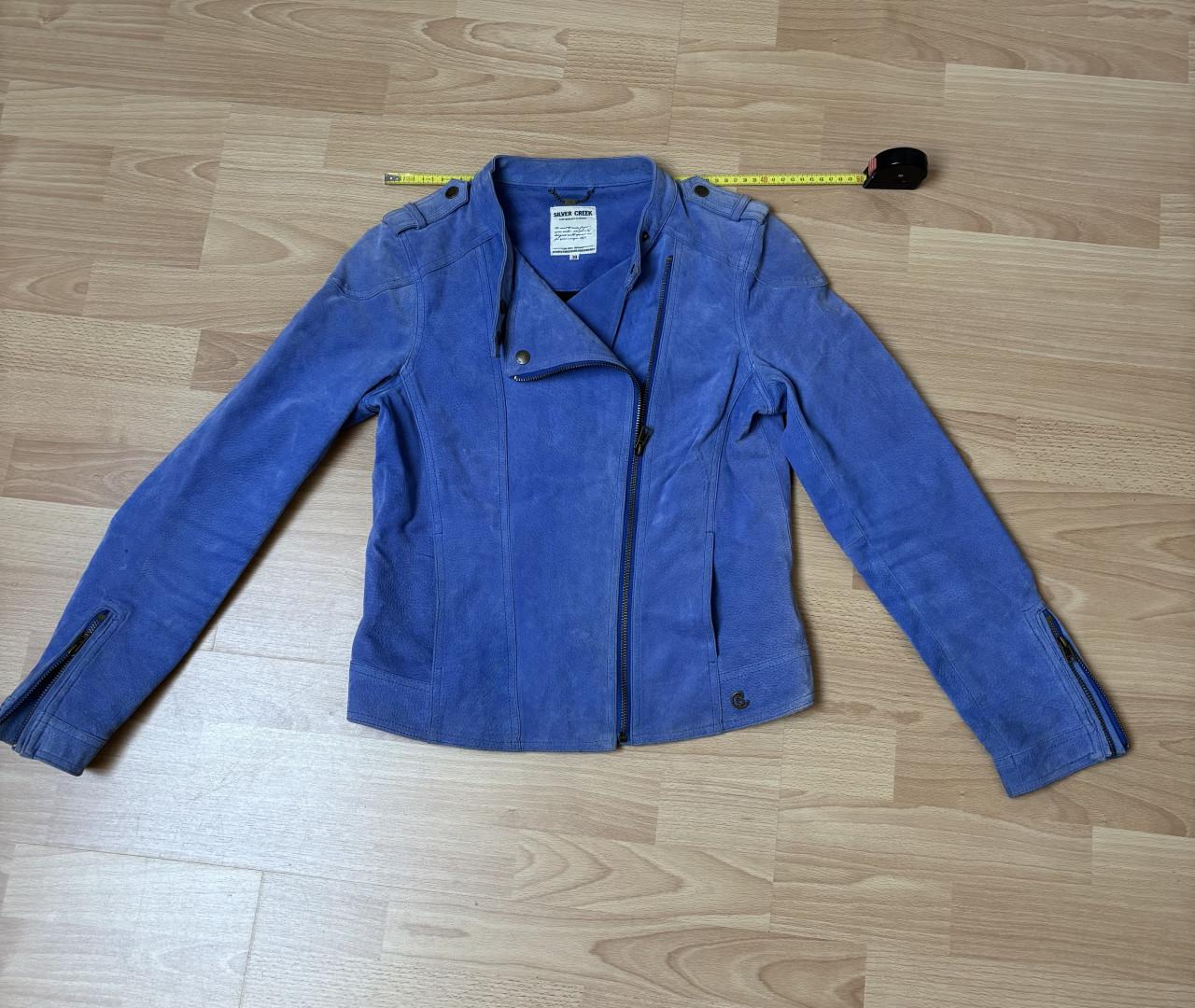 Blauw leren jasje maat 36/38
