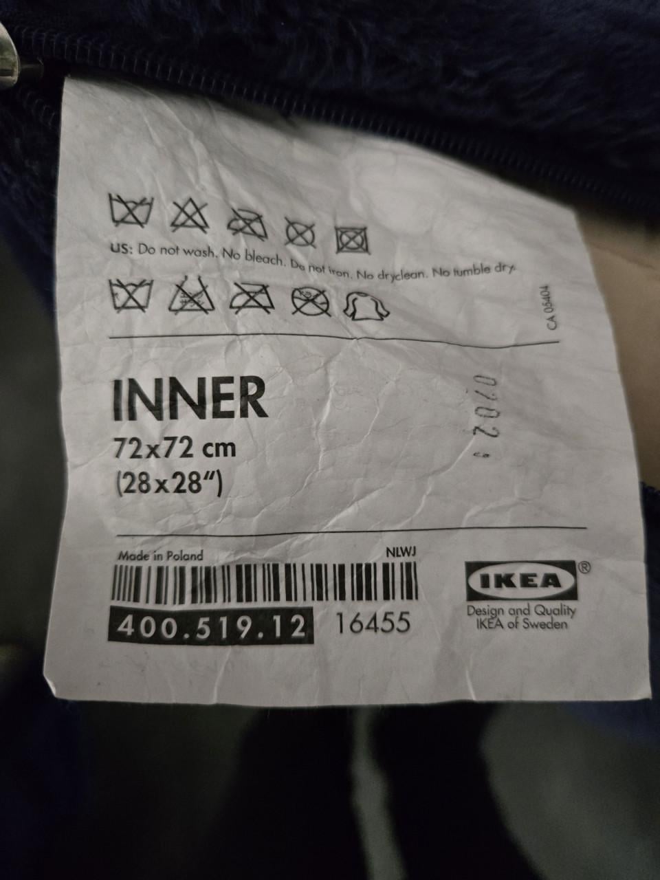 3x pluche kussen van Ikea 72x72cm. Wasbare hoes