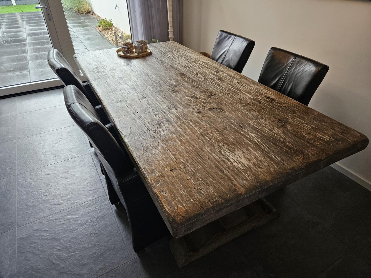 4x zwart echt lederen eetkamer stoelen