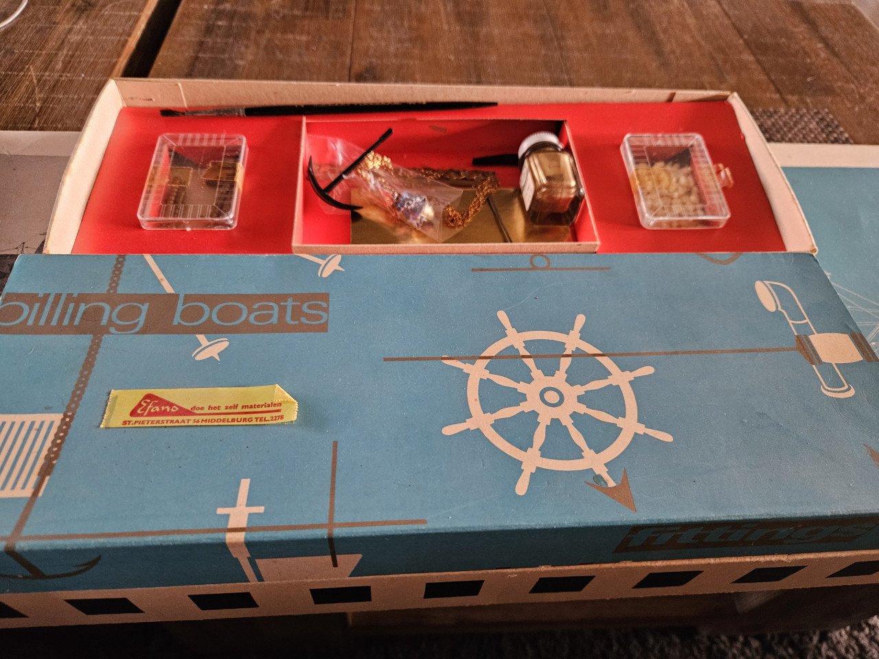 Prachtige jaren 60 Billing Boats bouwdoos van het zeilschip Santa Maria....