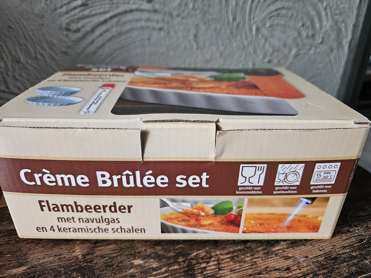 CrèmeNieuw Brûlée set met flambeerbrander en schaaltjes