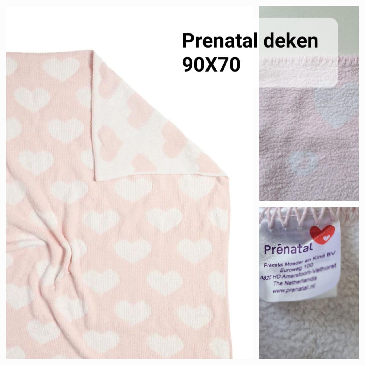 Roze / witte katoenen hartjes deken van Prenatal 90X70 cm