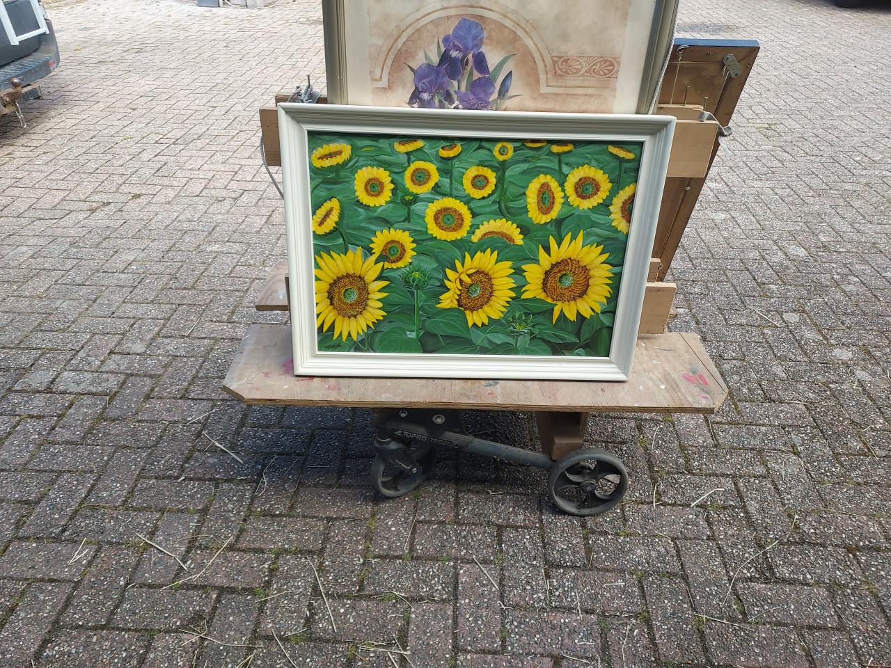 Gratis schilderij zonnebloem plus lijst