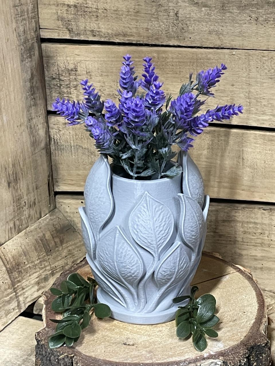 Bladeren vaas in Nature Gray