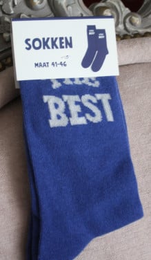 Nieuwe blauwe sokken met tekst the best maat 41-46
