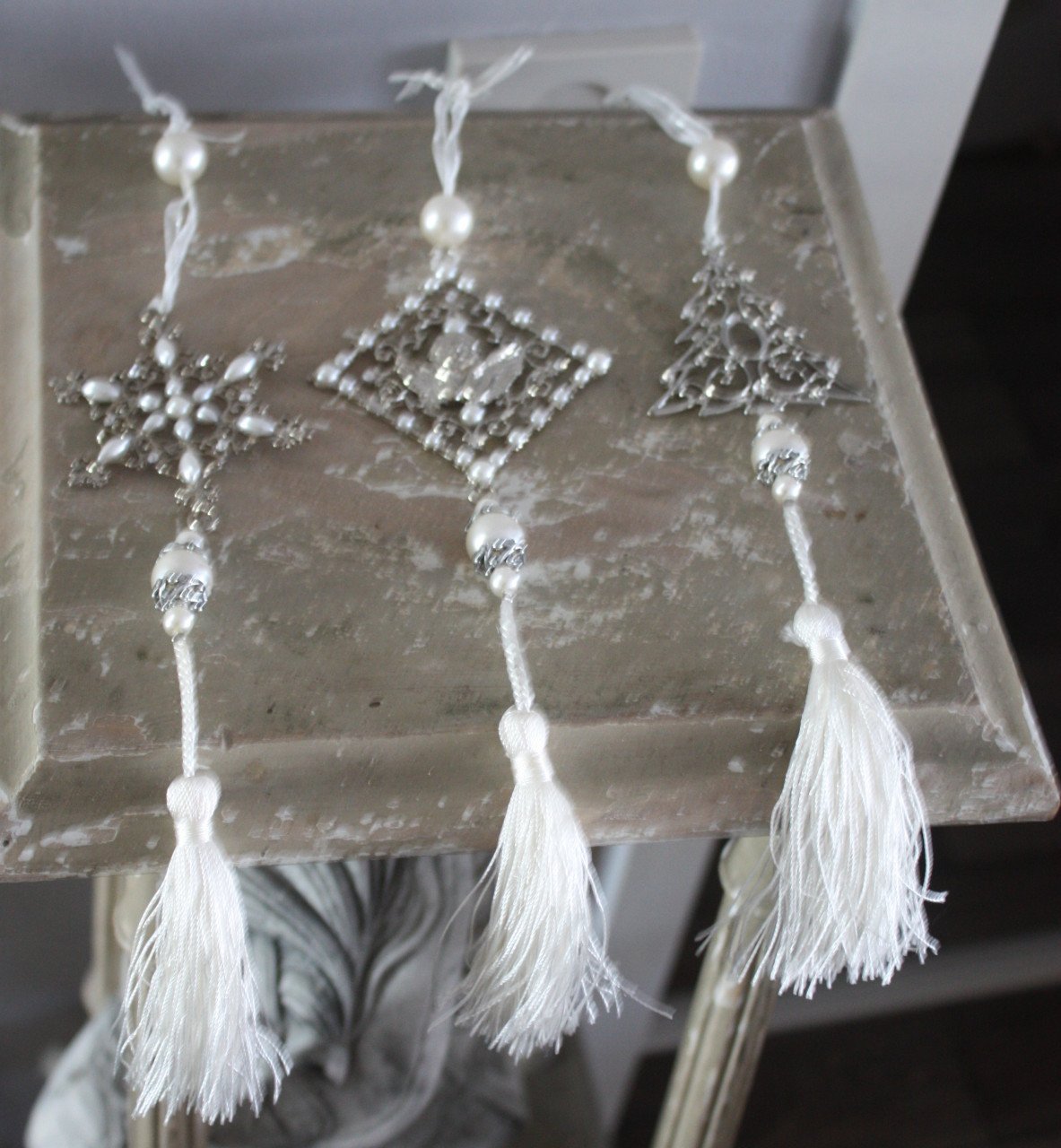 Set van 3 metalen kersthangers