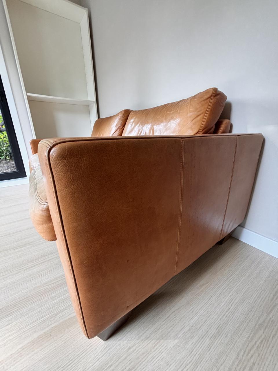 Cognac kleur leren 2,5 zitbank